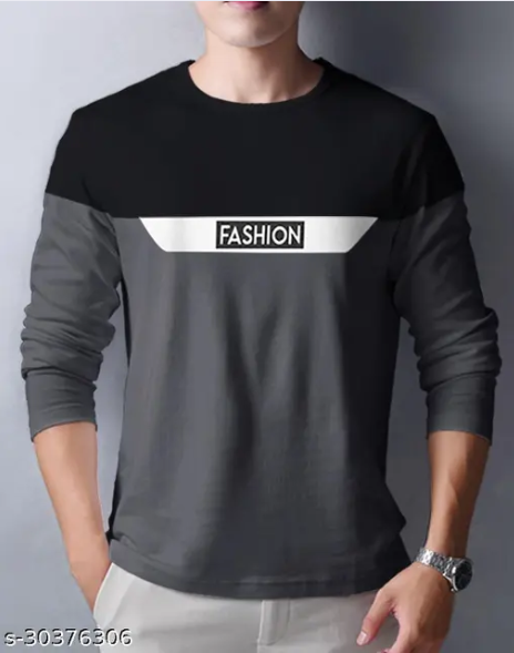 Men's Colorblocked RoundNeck Grey Tshirt