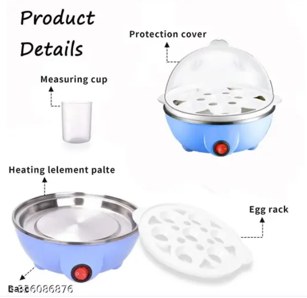 Egg Boiler Electric Automatic Off 7 Egg Poacher for Steaming, Cooking, Boiling and Frying, (350 Watts)