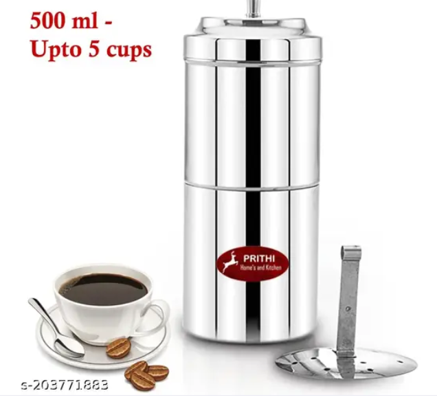 Prithi Home's and Kitchen Coffee Maker Filter Coffee Machine Stainless Steel South Indian Filter Coffee Drip Maker- 500 ml