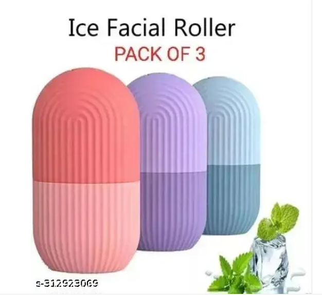 Pack-3 Ice Roller for Face, Ice Roller Mould for Face & Eye Puffiness Relief, Ice Mould for Face Massage, Icing Massage Face Roller, Facial Ice Roller (Multi Colour)