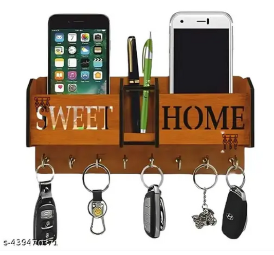 Creative and Stylish Wooden Key Holder with 2 Boxes – Ideal for Wall Décor