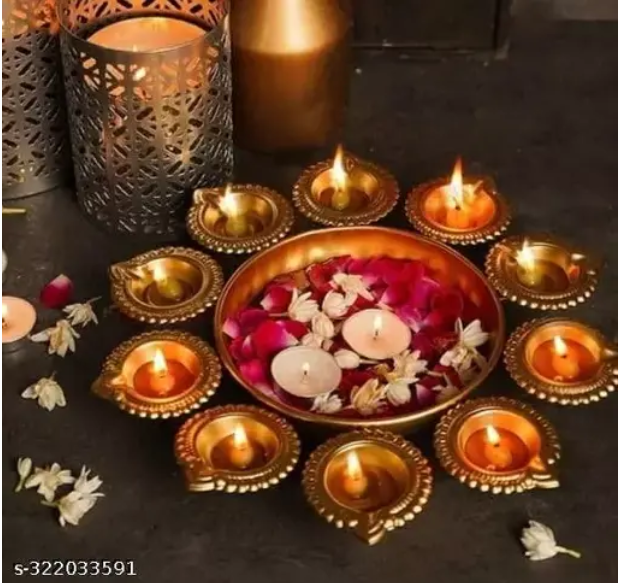 Metal Diya Urli Bowl for Home Decor Diwali Gift ||  urli Bowl for Home Festival Decoration.