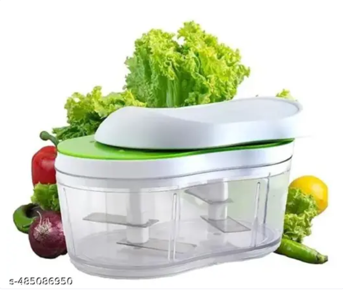 HALSTON Vegetable Cutter Slide Push Chopper 350ml, Quick & Easy 4 Blade Manual Slide Press Mixer Cutter to Cut Vegetables & Fruits