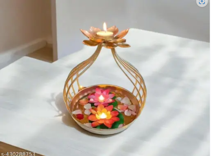 home decor Lotus Urli Bowl Handcrafted//Flower design candle holder