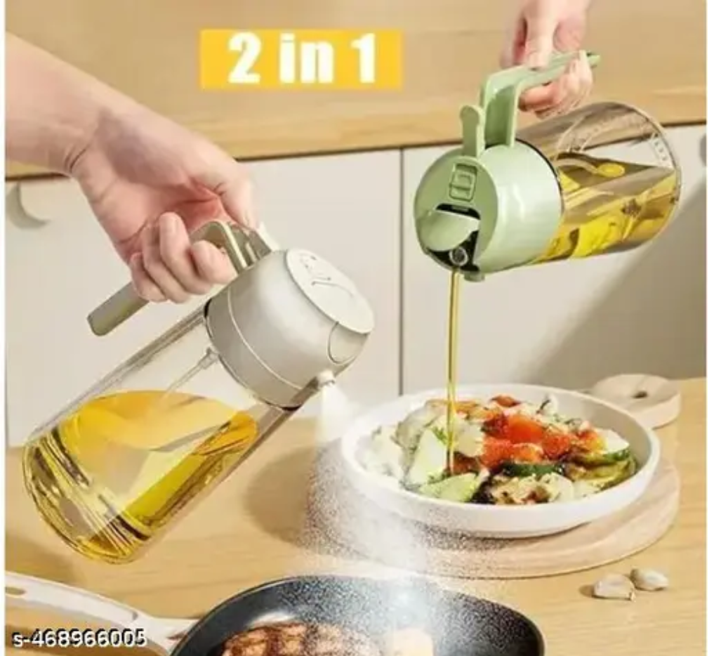 Oil Sprayer And Dispenser Bottle for Kitchen,2 in 1 Olive Oil Mist Sprayer and Oil Dispenser 500ML for Cooking,BBQ, Air Fryer, Salad, Frying, Baking