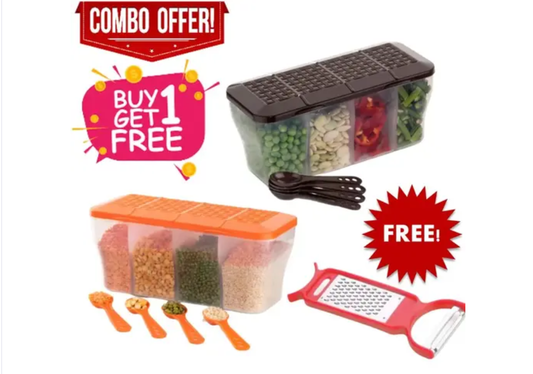 Food Container 4 in 1 Transparent (BUY 1 GET 1 FREE) ( FREE VEG PEELER) - free delivery