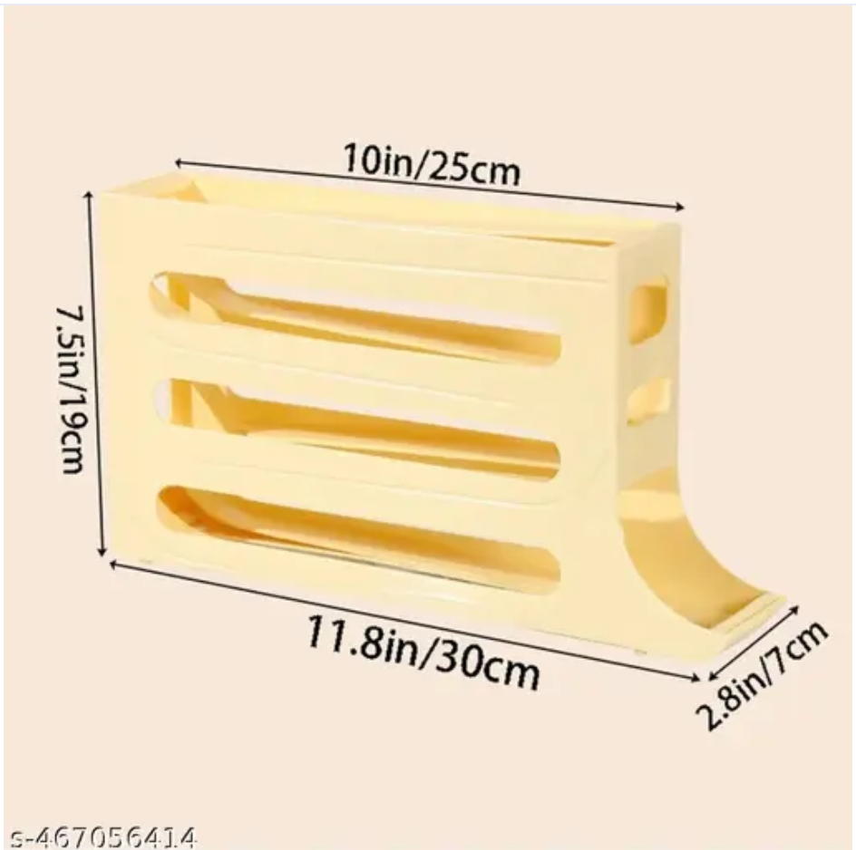 Automatic Egg Dispenser Box, 4-Tier Egg Storage Box for Fridge, Holds upto 30 Eggs, Egg Rolling Dispenser for Easy Access, Ideal Egg Tray Box for Organized Storage (colour - Cream)