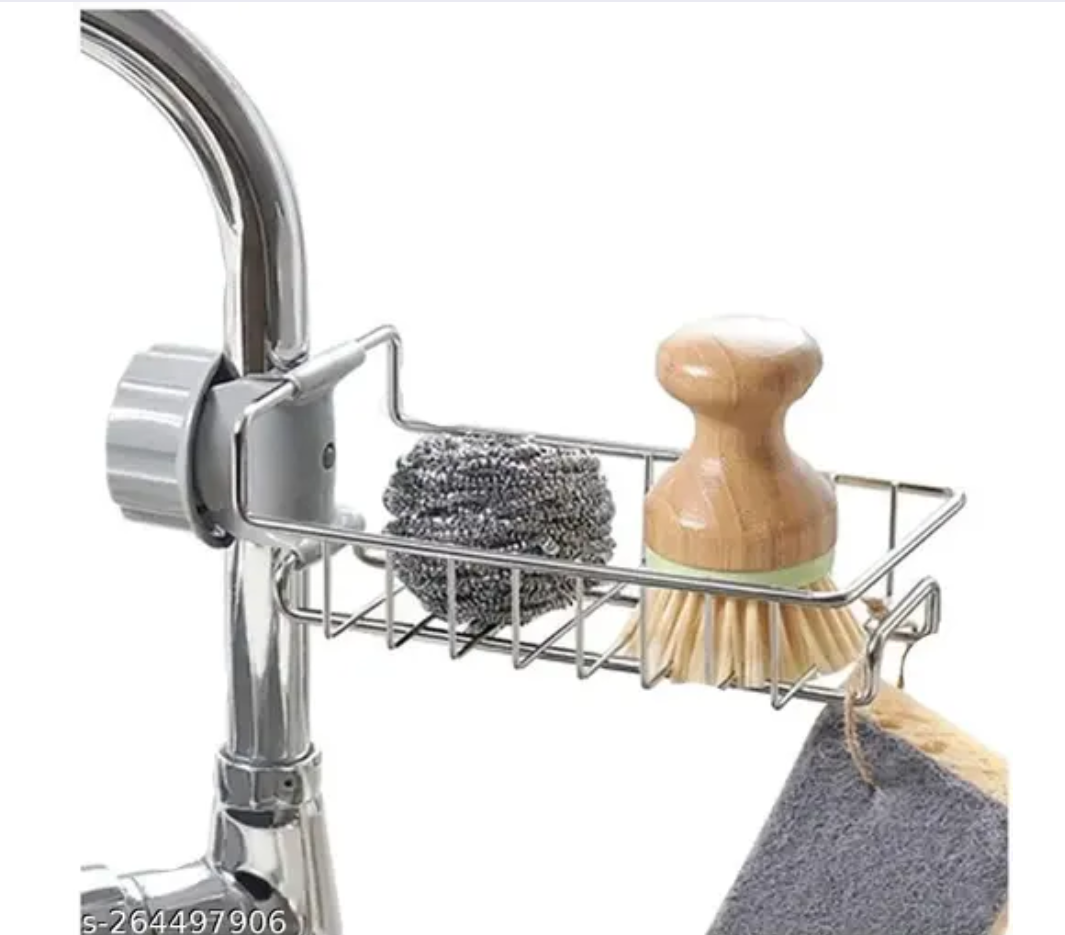 Adjusting Multifunctional Stainless Steel Caddy Over Sink Clamp Faucet Sponge Scrubber Holder